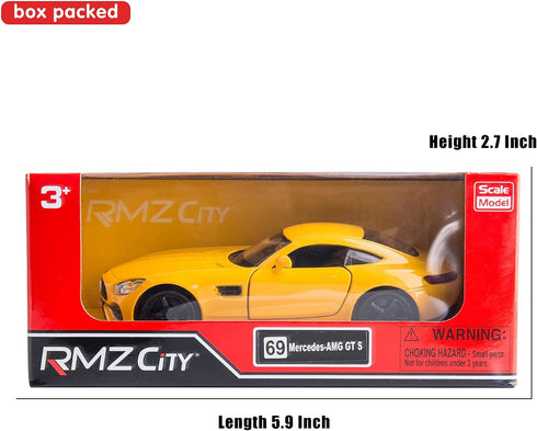 1:36 Scale Diecasting Alloy Car Model Mercedes-Benz AMG GTS, Pull Back Vehicles Toy for Kids Gift (Yellow)