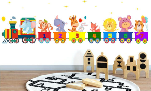 Cute Animal Train Wall Decals for Kids' Rooms - Perfect for Nurseries and Playrooms