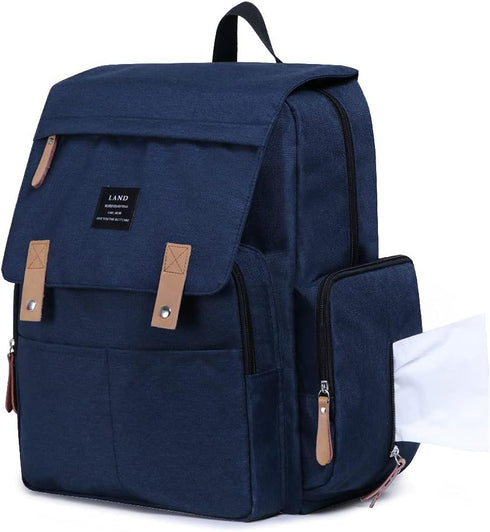 Land backpack diaper bag multi-function waterproof travel nappy bags insulated compartment pockets wipes pocket