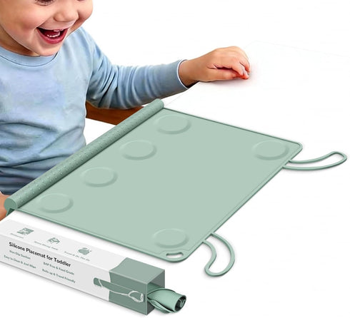 Silicone Placemat for Toddler Eating: Wipe Clean & Roll Up in The