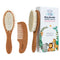 Baby Wooden Hair Brush and Comb Set for Newborn Toddler - Natural