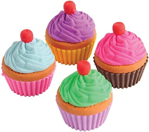 Lot Of 12 Assorted Color Pull Apart Cupcake Erasers.