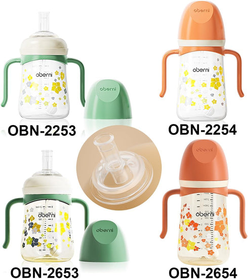 Oberni OBN-2253/OBN-2254/OBN-2653/OBN-2654 Pack 2 Sippy Cup Replacement Spout, Valved Non-Spill, Suitable for Water