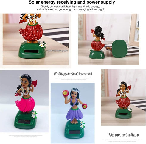Solar Dancing Toys - Hula Girl Dancer Figures for Car Dashboard, Home Office, No Batteries Required