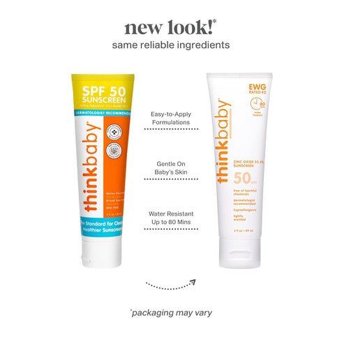 Thinkbaby SPF 50+ Baby Mineral Sunscreen, Water Resistant Sun Cream, 3 Oz