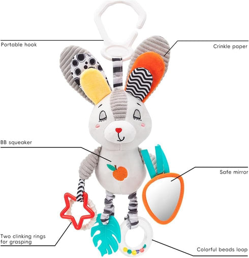 0-12 Baby Hanging Toys Months - Interactive Stroller & Car Seat Toy with Jingle Sounds, Clinking Rings & Detachable