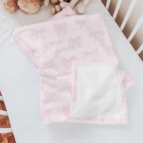 Selgkds 60x80inch Pastel Pink Bows Baby Blankets for Girls Preppy Girly Ribbons Swaddle Receiving Blanket Toddlers