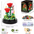 Set 596 HOGOKIDS Flower Bouquet Building with LED Lighting - PCS Red Rose with Cover Botanical Building Blocks Kits