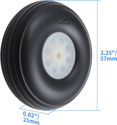 RC Airplane Rubber Tire and Wheel with Plastic Hub Sets 2.25 Inch Wheels for RC Model Airplane Aircraft(2PCS)