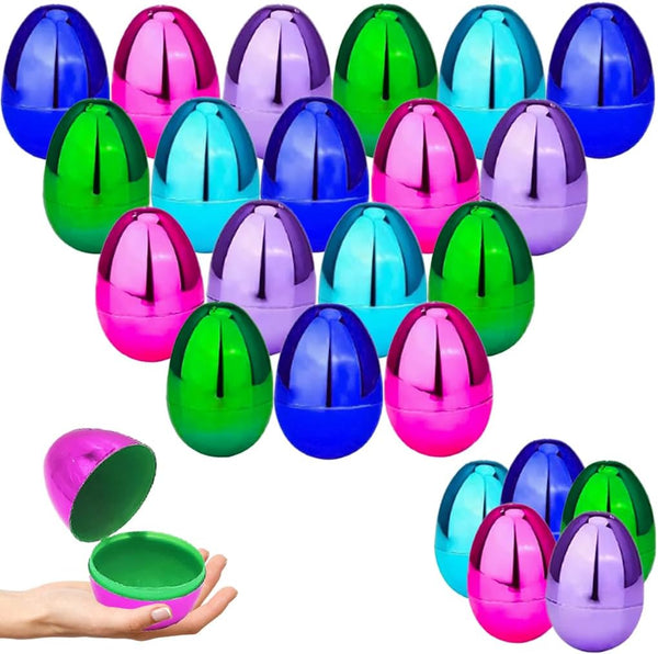 The Dreidel Company Fillable Easter Eggs (12-Pack) Metallic Bright Colors with Hinge