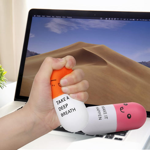 Pharmacy(24 Woanger Vitamin Pill Stress Ball Pill Shaped Foam Motivational Stress Ball for Adults with Smiling Face