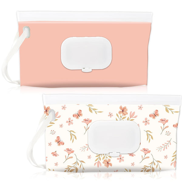 FEBSNOW 2 Pack Baby Wipes Dispenser Holder, Portable Refillable Baby Wet Wipes