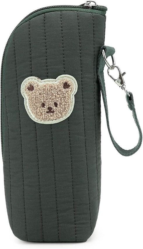 Generic Cute Bear Portable Thermal Bottle Bag with Handle Aluminum Foil Hanging Insulation Pouch for Travel Outgoing