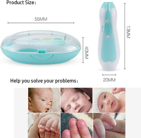 HANGER Nail File Trimmer 6 Electric Baby Nail File with Light - Grinding Heads Safe Nail Clippers Kit for Newborn