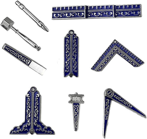 Miniature Masonic Working Tool Set in Velvet Box