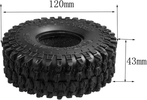 4pcs 120mm 1.9inch Wheel Tires with Foam for RC 1/10 Axial SCX10 D90 TRX-4 Crawler Cars