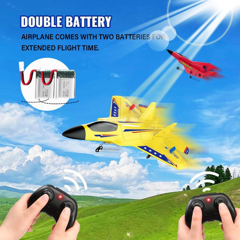 F-22 2.4 6-axis Yellow RC Plane for Kids Upgrade Raptor Fighter RC Airplane Remote Control Airplane Toys GHZ Smart Gyro