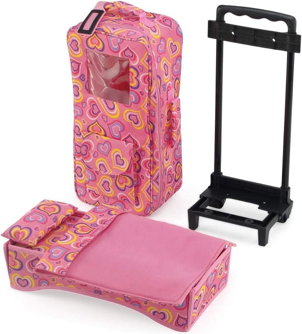 Emily Rose 14 Inch Doll Travel Carrier Backpack - Pink Hearts Design