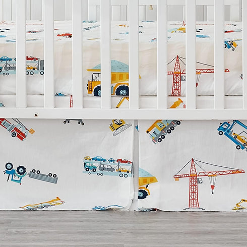Brandream Fitted Crib Sheets Boys Construction Truck Baby Nursery Toddler Sheets Cotton Car Vehicle Carriage Excavator