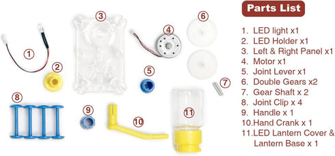 Tenergy ODEV Dynamo Lantern Educational STEM Building Toy, Hand Cranked Power Generator for Kids Age 14+