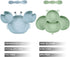 PandaEar 2 Pack Silicone Suction Plates for Baby, Divided Unbreakable Toddler Plate with 2 Pack Spoons for Self Feeding, Babies Utensils Feeding Set Baby Eating Supplies, Crab & Bee Shape -Blue&Green by PandaEar