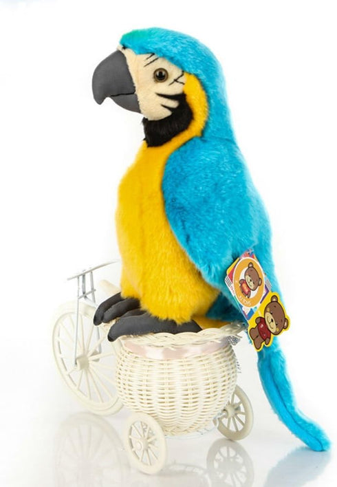 Cute Rabbit 12 inch Macaw Parrot Plush Toy, Stuffed Animal Doll (Blue)