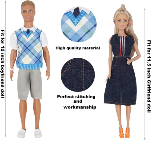 71Pcs Doll Clothes and Accessories for 12 Inch Boy and Girl Dolls, Pet Care Set with 25 Wear Clothes