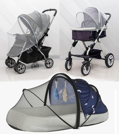 Stroller Mosquito Net, Baby Bassinet Net Cover, Universal Pram Zipper Mesh Bug Net for Pushchair