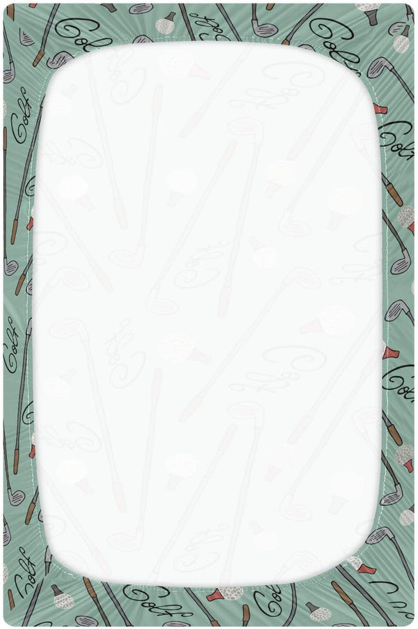 Mazeann 52" 28" 9" Golf Cartoon Crib Sheets Soft Breathable Fitted Baby Crib Sheets Mattress Cover for Girl Boys, x x