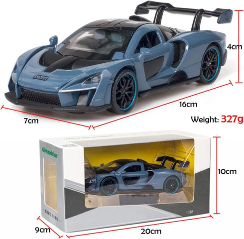 iPariser Alloy Collectible Blue Senna Toy Vehicle Pull Back DieCast Car Model with Lights and Sound