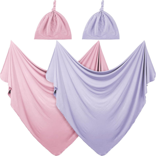 JaGely 2 Pcs Stretchy Baby Swaddle Blankets Set Extra Soft 47" x