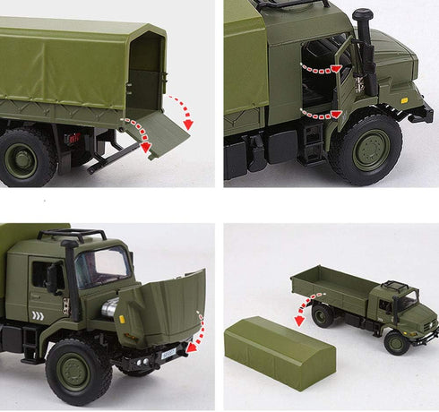Ailejia Classic Military Diecast Transport Trucks Green Retro Army Utility Car Toy Model Gift for Kids
