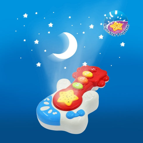 WEofferwhatYOUwant Baby Guitar - Musical Toy with Play Along Guitar Riffs & Bedtime Projector Lights for Babies 6+