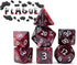 Gate Keeper Games Aether Dice: Plague - 7pc RPG Set in Black, Red & White Swirled with Glitter
