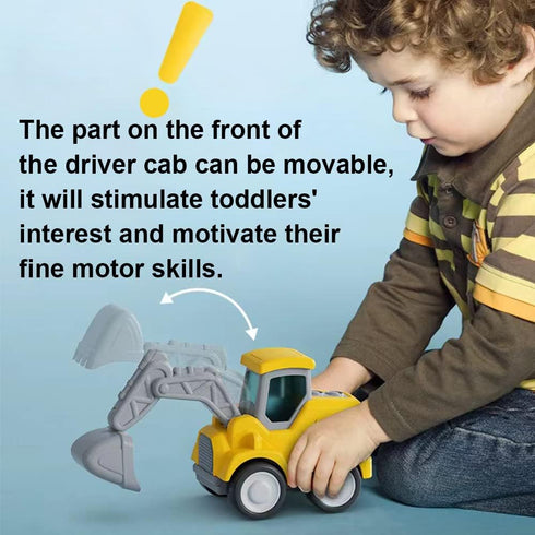 Bulldozer 3 4 5 6 7 D-KINGCHY Construction Vehicle Toys for Toddlers, Press and Go Excavator Drill Truck and Road