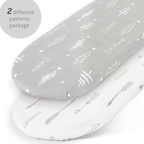 Set 2 Pack, GRSSDER Stretchy Ultra Soft Fitted Bassinet Sheet Universal Fit for Bassinets Baby Cradle Moses Basket Oval