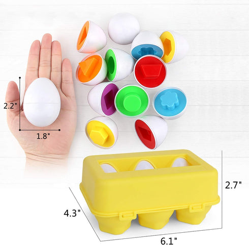 Toddler Toys - Color Matching Egg Set, Educational Color and Shapes Puzzle for Kids, Easter Basket Gift
