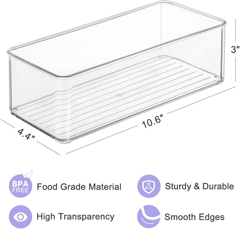 4 Hudgan Pcs Storage Container Breastmilk for Fridge, Clear Organizer Bins for Milk Bags, Plastic Storage Bins