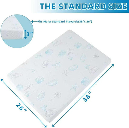 HDJOAPS Pack 38"x26"x3", Pack and Play Mattress Crib Mattress Pad for Playard, n Play Mattress with Soft Breathable