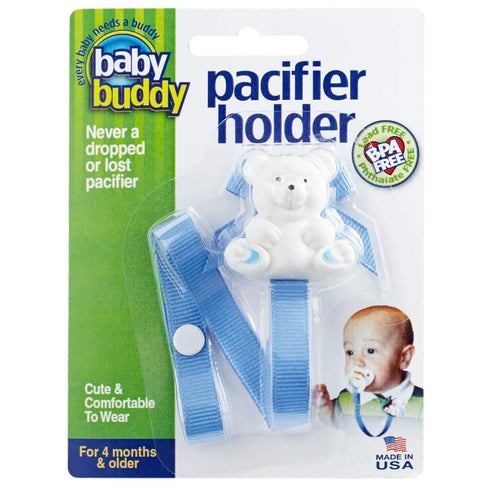 Baby Buddy Bear Pacifier Holder Clip Snaps to Paci, Teether, Toy, Clips