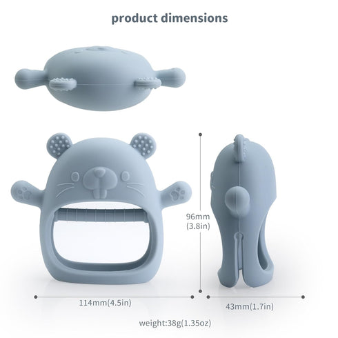 Silicone Baby Teether 6-12 Months Easy to Hold Teething Rings for Babies 0-6 Months Teething Relief (Dusty Blue)