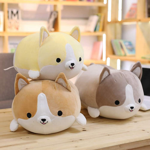 Corgi Dog Plush Pillow, Soft Shiba Inu Stuffed Animal Toys for Bed, Valentine, Kids Birthday, Christmas (Brown, 11.8