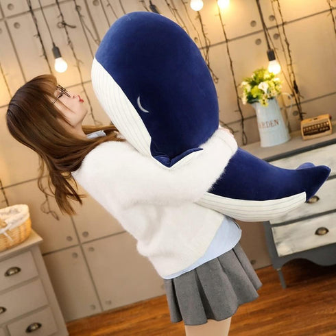 MUPI Whale Stuffed Animal 4 Size Down Cotton Soft Simulation Big Blue Whale Dolphin Doll Toy Cushion Pillow (10 Inch)