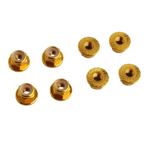 8PCS Flange M4 Lock Nuts Serrated Nylon Self-Tightening Aluminum Wheel Hardware for RC Car Vehicles