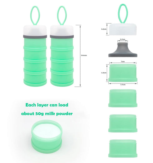 LADISO 2 Packs Formula Container On The Go, Baby Formula Dispenser, Portable Milk Powder Dispenser Container, Baby