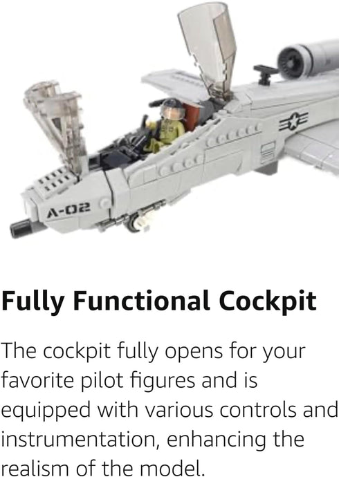 General Jim's A-10 Military Brick Building Set, US Air Force Fighter Jet Warthog Plane