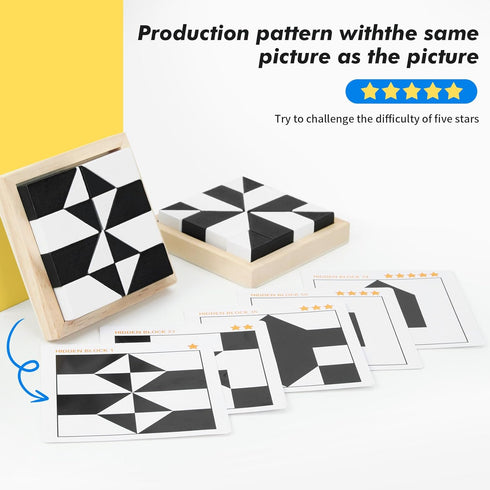 3+, 80 QZMTOY Wooden Blocks Puzzle Table Games for Kids Ages Brain Teaser Puzzle Game with Challenges, STEM Montessori