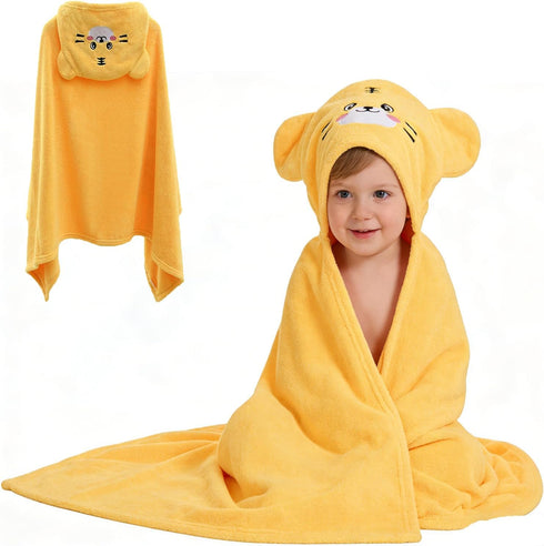 IIFaryMes Toddler Baby Bath Towel with Hood 27.5"X55" Ultra Absorbent Soft Bathrobe