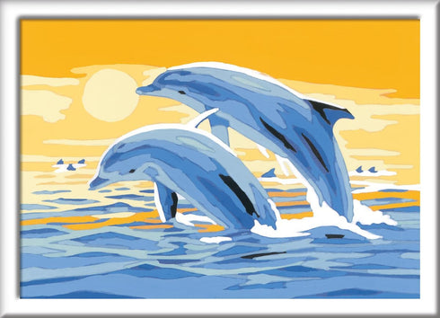 7 Ravensburger CreArt Delightful Dolphins Paint by Numbers Kit for Kids - Painting Arts and Crafts for Ages and Up
