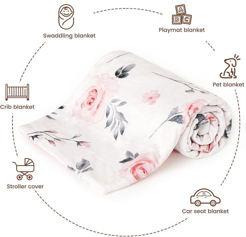 50x60 Inches, david's kids Micro Fleece Minky Baby Blanket for Girls with Double Layer and Soothing Raised Dots